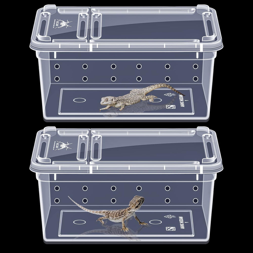8 Pcs Reptile Breeding Box, Vent Holes, Clear, 5.9 x 3.9 x 2.5 Inch