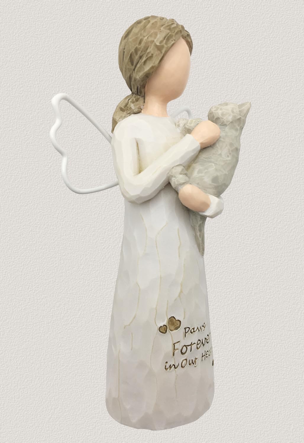 Memorial Gift Resin Angel Figurine for Cat, Grey