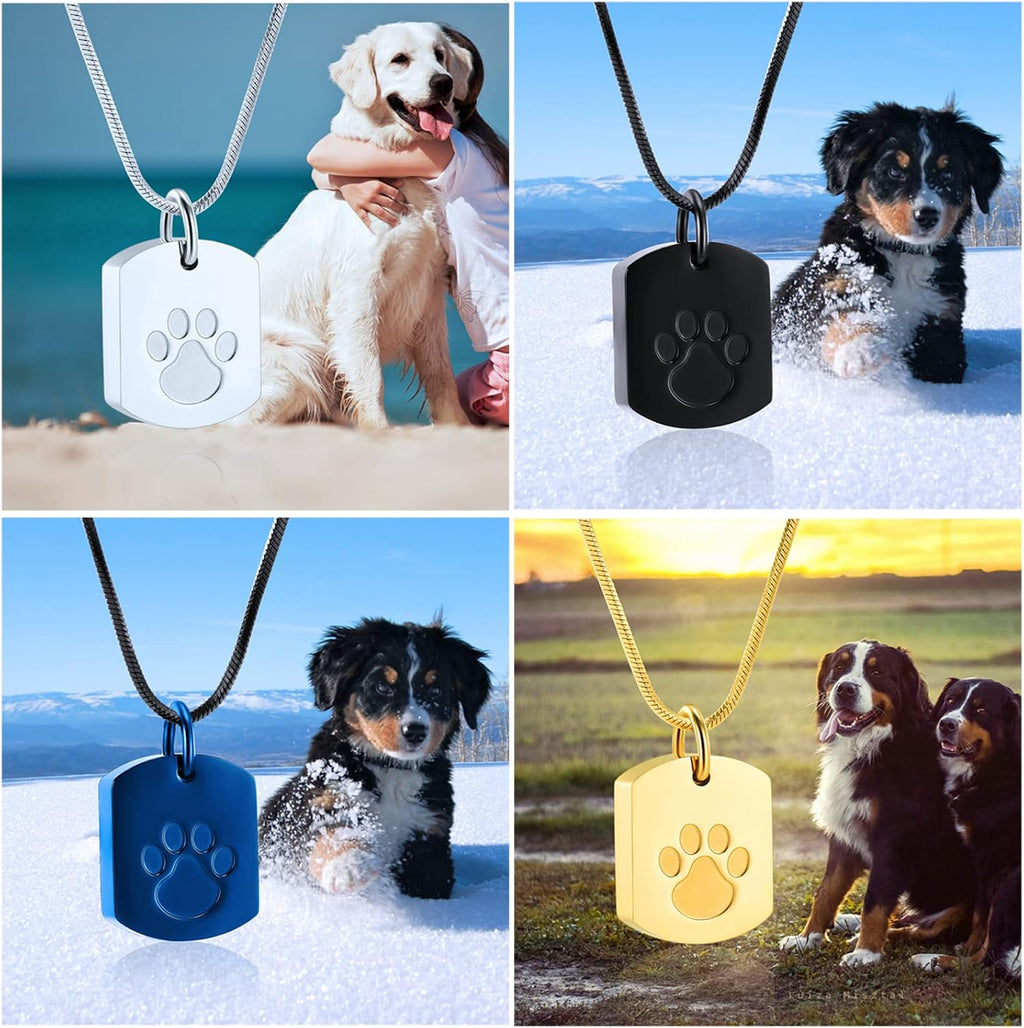 Minicremation Cremation Jewelry Urn Necklace for Ashes for Pet, Paw Print Memorial Ash Jewelry, Keepsake Pendant for Pet's Cat Dog's Ashes with Filling Kit