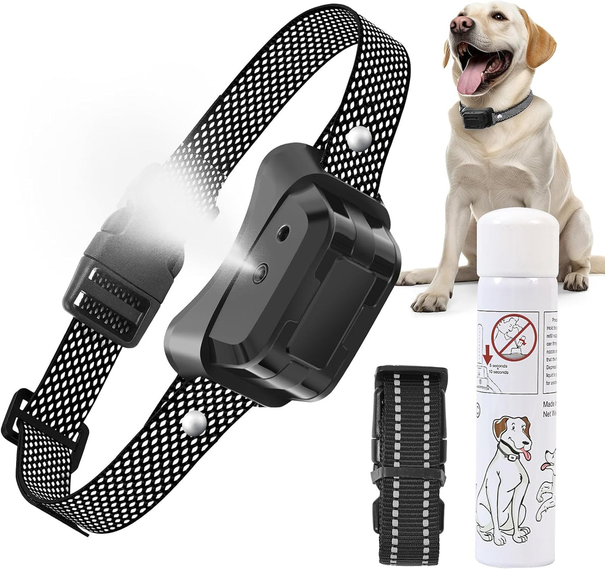 Citronella Dog Bark Collar, Anti Bark Collar with 3 Adjustable Spray & Sensitivity Level [1 Citronella Spray Refill] Automatic No Shock Dog Barking Collar for Small Medium Large Dogs, Gray