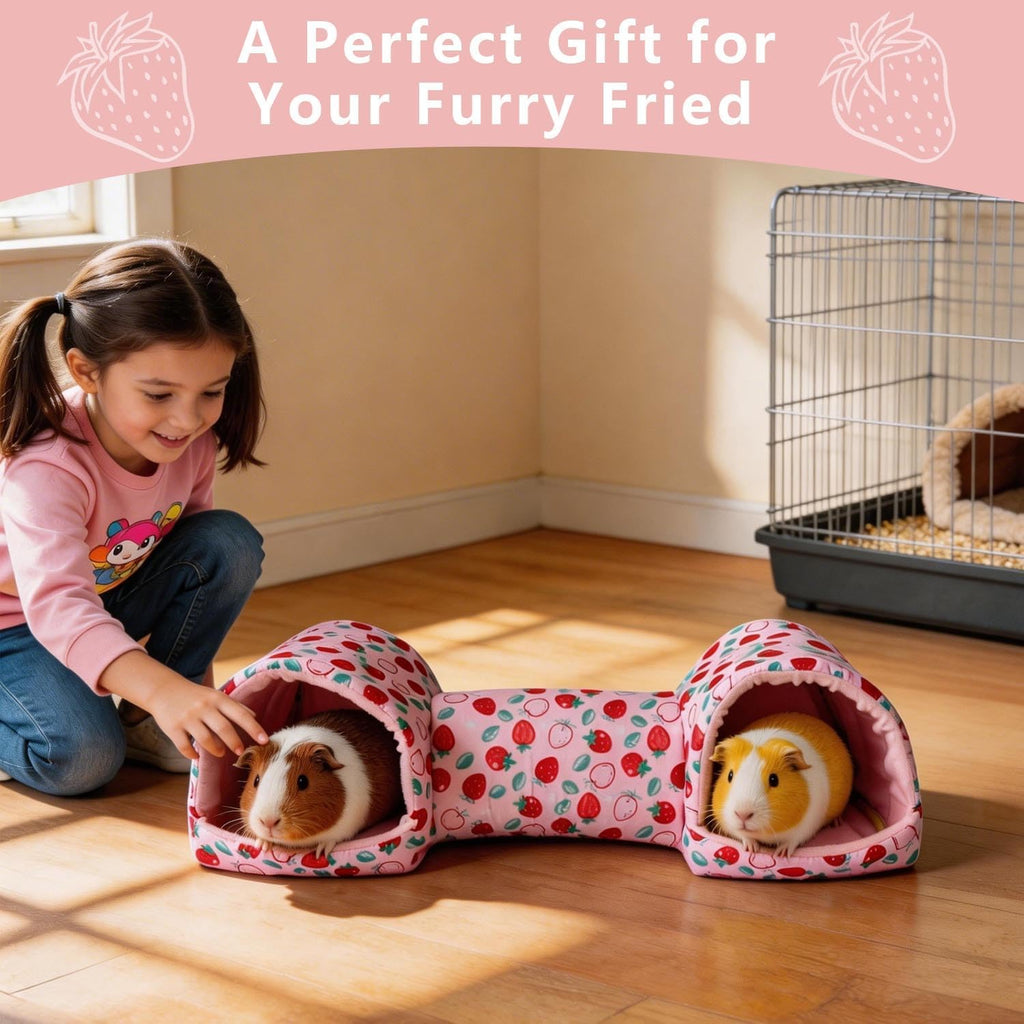 Guinea Pig Hideout Tunnel，Hamster Bed Small Animal Hideaway Tube House for Rat Mice Parrot Chinchilla Hedgehog Flying Squirrel Resting Sleeping Playing Washable Warm Bed Plush Nest Habitats