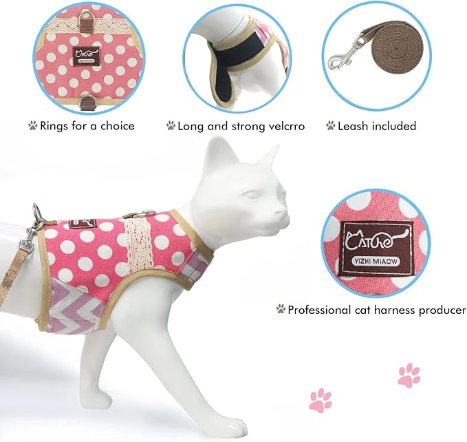 Cat Harness and Leash for Walking Escape Proof, Adjustable Cat Walking Jackets - Image 5