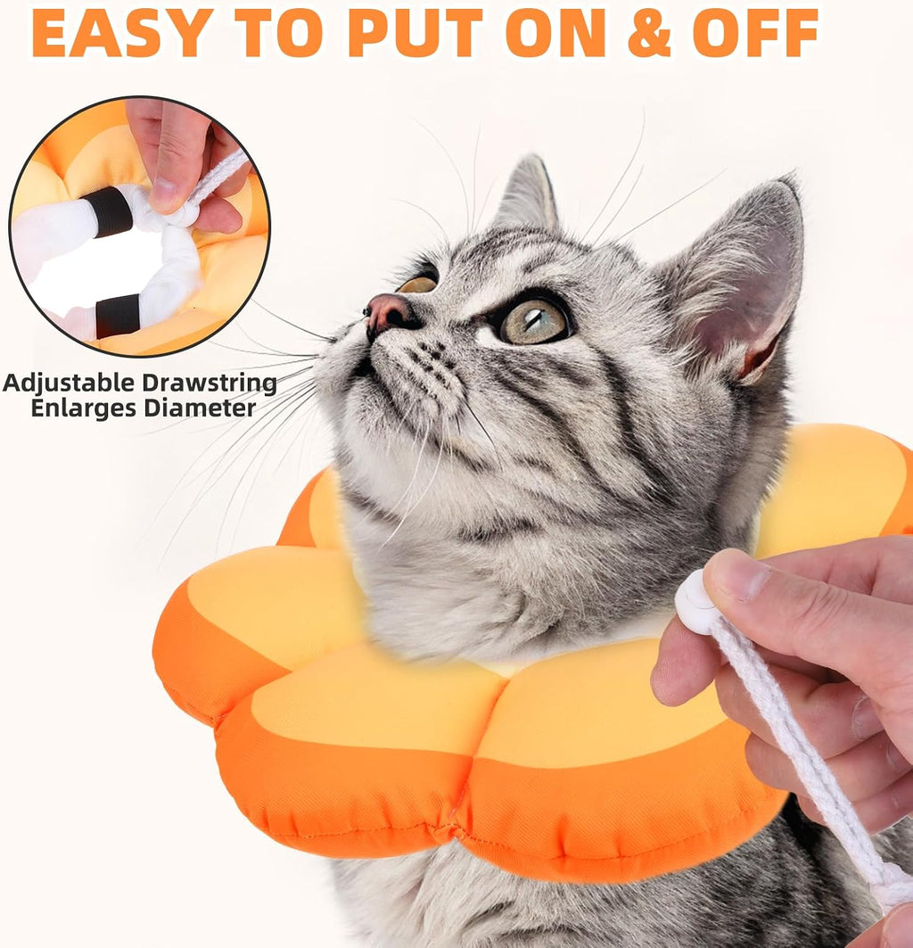 PUPTECK Cat Cone Collar, Soft Kitten Recovery Collar, Lightweight Anti-Bite Lick Elizabethan e Collar for Cats Puppy After Surgery, Orange M