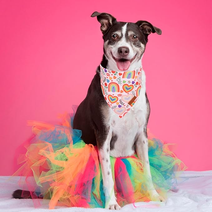 PTDECOR Rainbow Dog Bandanas Pride Day Dog Scarf Reversible Triangle LGBT+ - Image 3