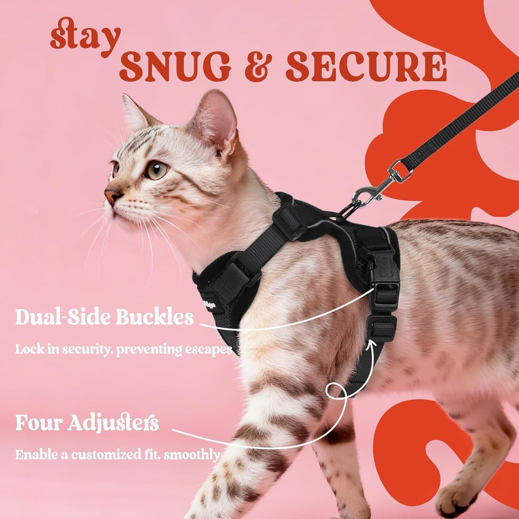 rabbitgoo Cat Harness and Leash Set, Escape Proof Vest, Black