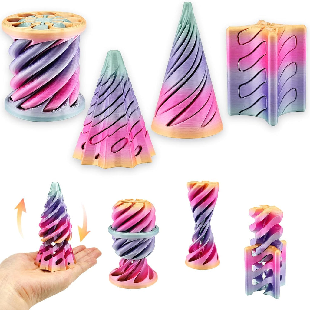 Christmas Stocking Stuffer 4 Packs Impossible Cone,Impossible Cones passthrough Impossible Pyramid for Relaxing,Spiral Fidget Toy passthrough Impossible Cone,Birthday for Adults & Kids