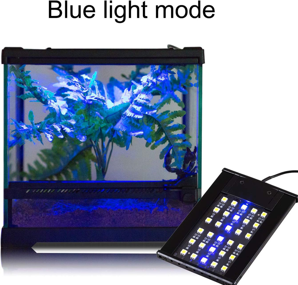 REPTI ZOO Terrarium Light - Day and Night Mode Reptile LED Light Hood with White and Blue Light for Different Pet Habits