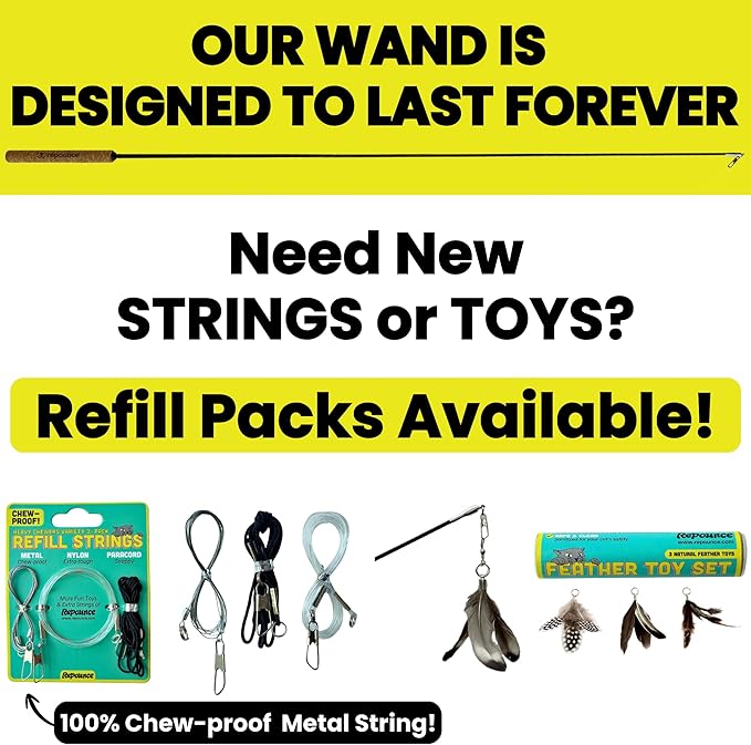 Forever Stick - The Unbreakable Cat Wand Toy, Extra Long Durable Cat String Toy - Image 4