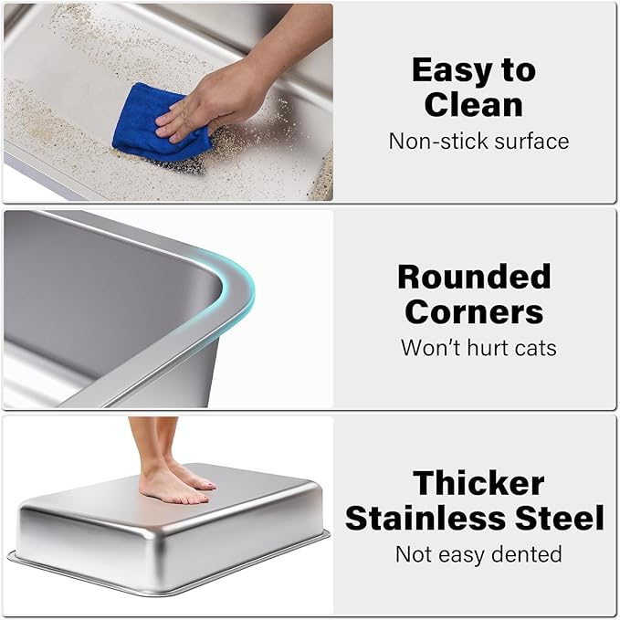 Stainless Steel Litter Box, Extra Large Metal Litterbox - Image 3