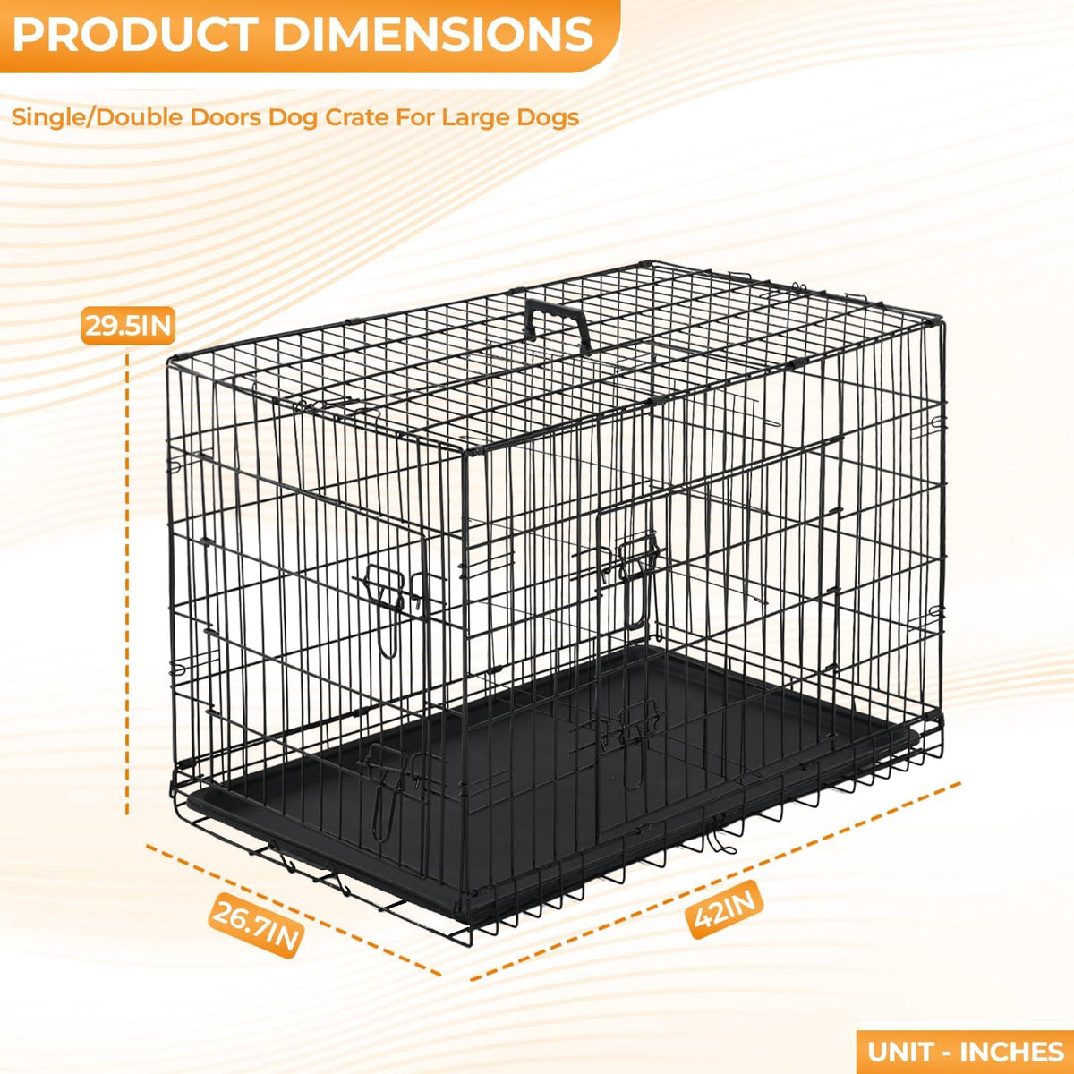 PayLessHere | 42 Inch Dog Crate for Medium Dogs | Black