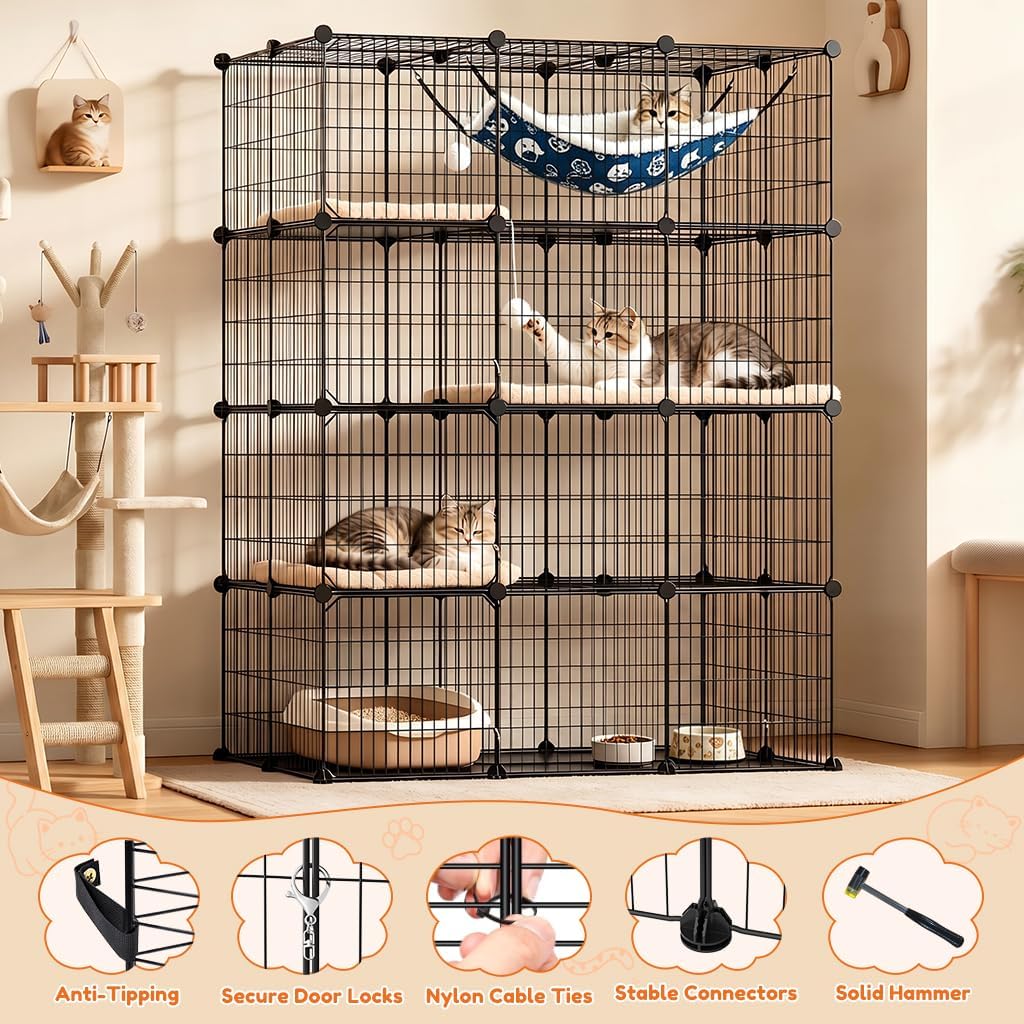 COMHOMA Cat Cage DIY Cat Enclosures Catio for Kitten (41"x 27"x 55")