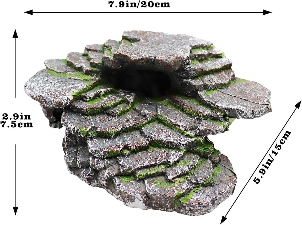 Hermit Crab Hideout, Resin Simulation Stone Reptile Cave Hideout, Hermit Crab Climbing Toys, Terrarium Habitat Decor for Lizard Spider Aquarium Fish Gecko Bearded Dragon