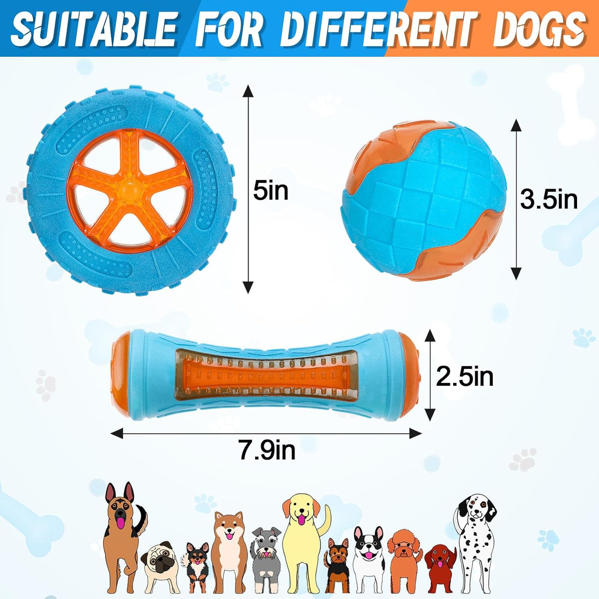 3 Pcs Interactive Dog Pool Toys, Water Floating Toys for Medium Large Dogs