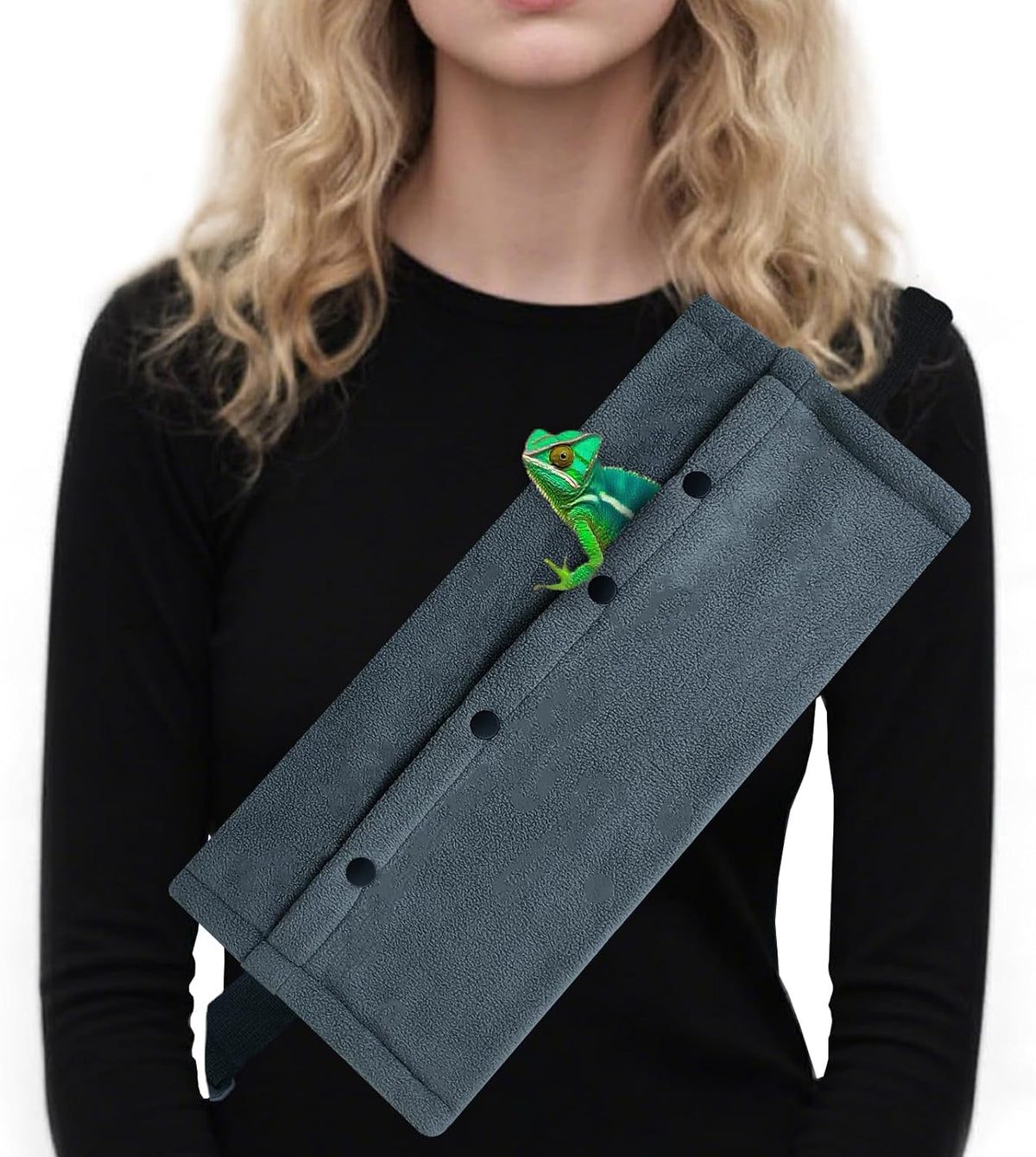 Adjustable Bearded Dragon Carriers Sling, Animal Sling Carrier Bag for Geckos, Crested Geckos, Lizards, Chameleons - Portable Reptile & Small Pet Outdoor Carrier Bag (Gray)