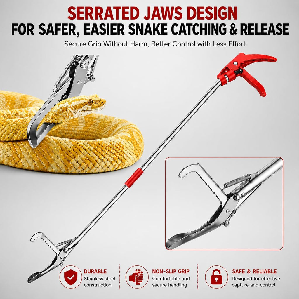 78" Snake Grabber, Collapsible Stainless Steel Snake Catcher with Lock