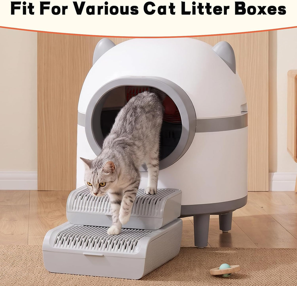 2-Tier Cat Litter Step, Anti-Slip Cat Stairs for All Litter Boxes