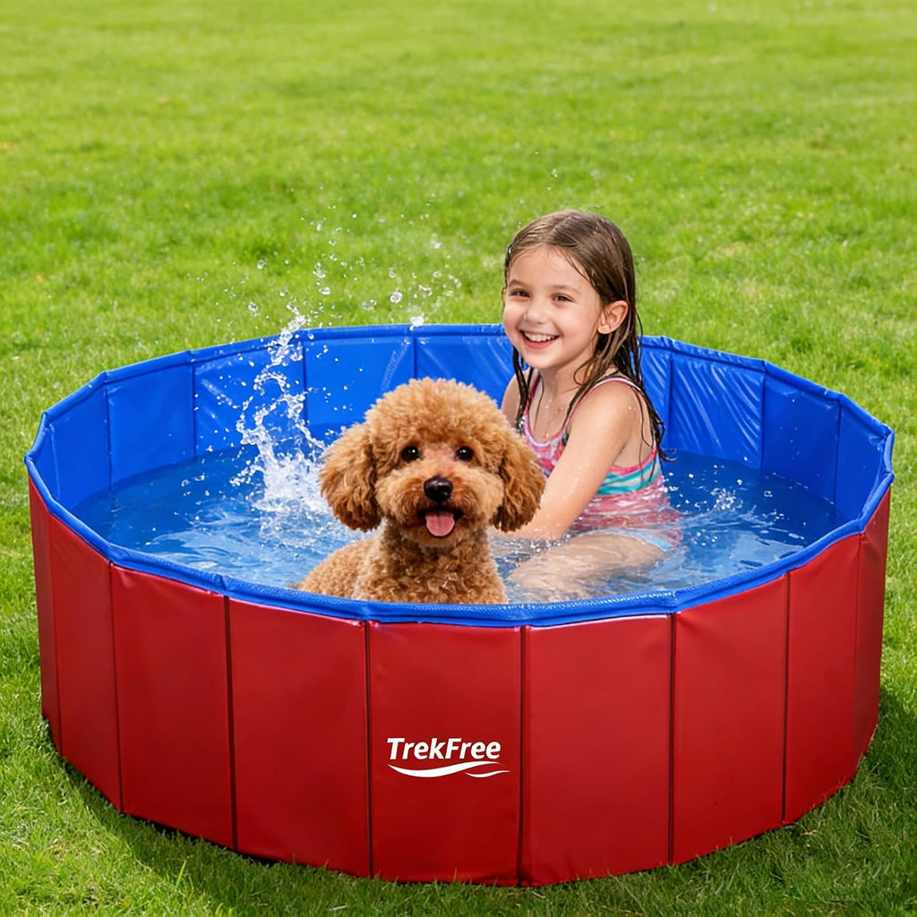 Foldable Dog Pool, Collapsible Plastic Dog Swimming Pool, 40x12in