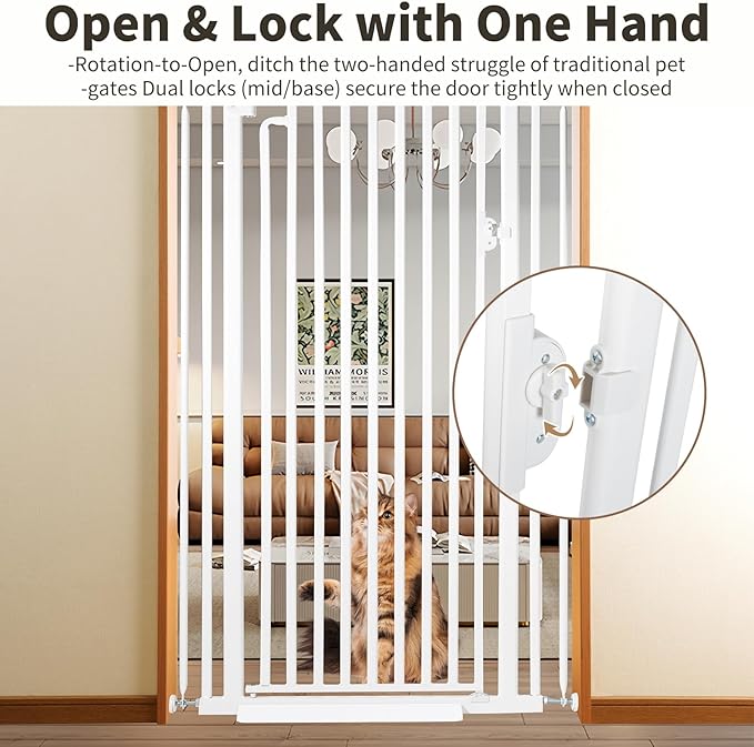 59“ Extra Tall Cat Gate for Doorway：29.4-33.4” Wide Pet Gate, Auto Close/One - Image 2