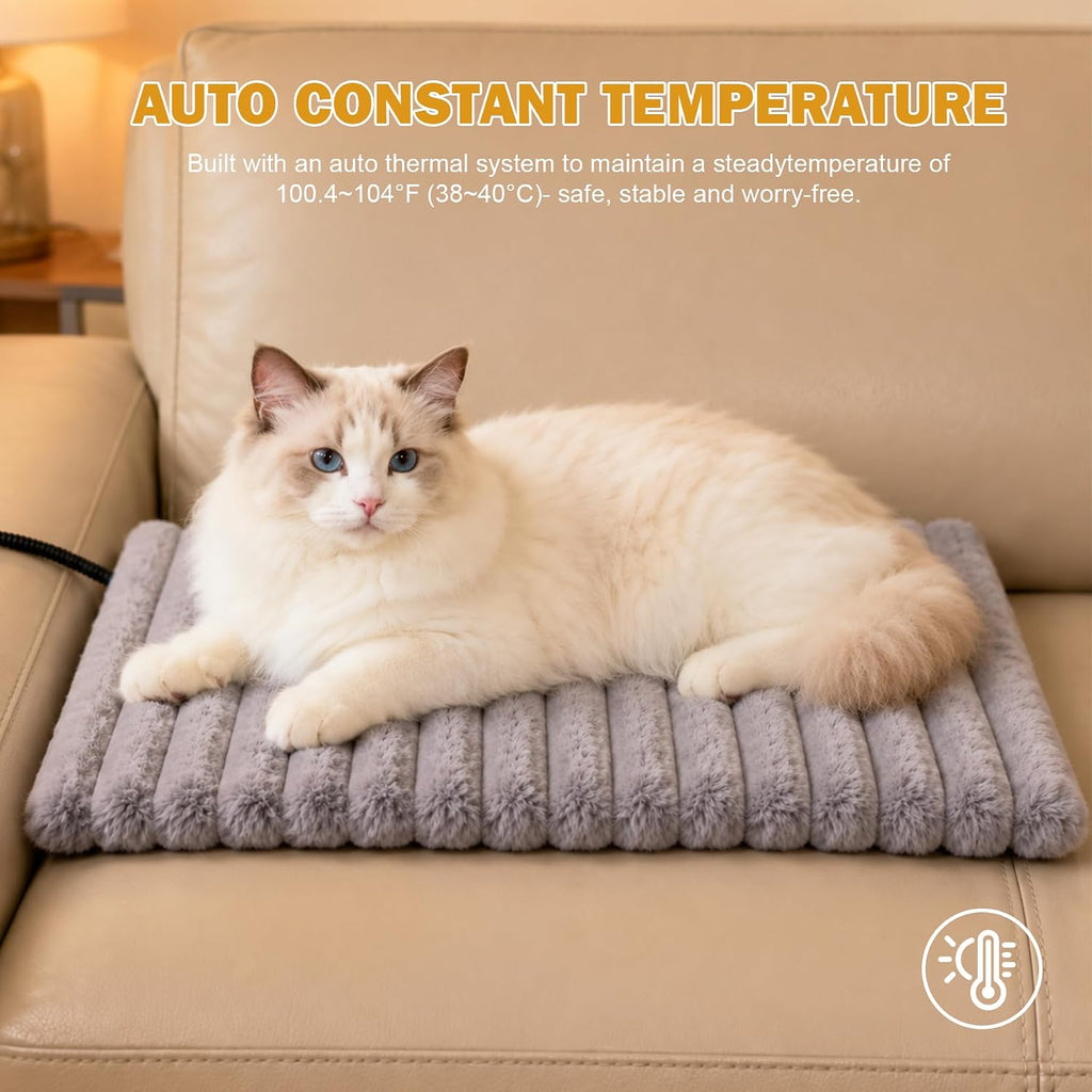 Pet Heating Pad for Cats Dog Electric Heated Bed Mat Indoor Outdoor Chew Resistant Cord Auto-Constant Temperature MET Safety Listed Electric Kitten Warming Pad for Pets Puppy Animals-15.7x19.7in