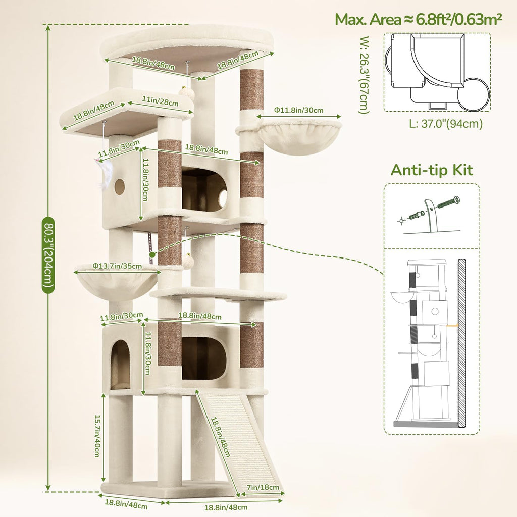 Globlazer 80in Tall Extra Large Heavy Duty Corner Cat Tree Tower, S80C