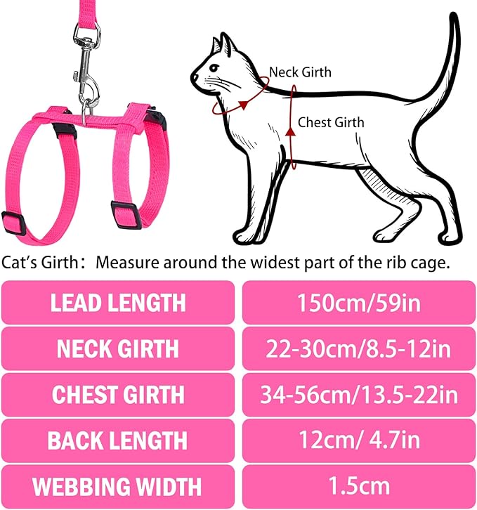 PUPTECK Adjustable Cat Harness and Leash Set Escape Proof Kitten Strap Collar - Image 2