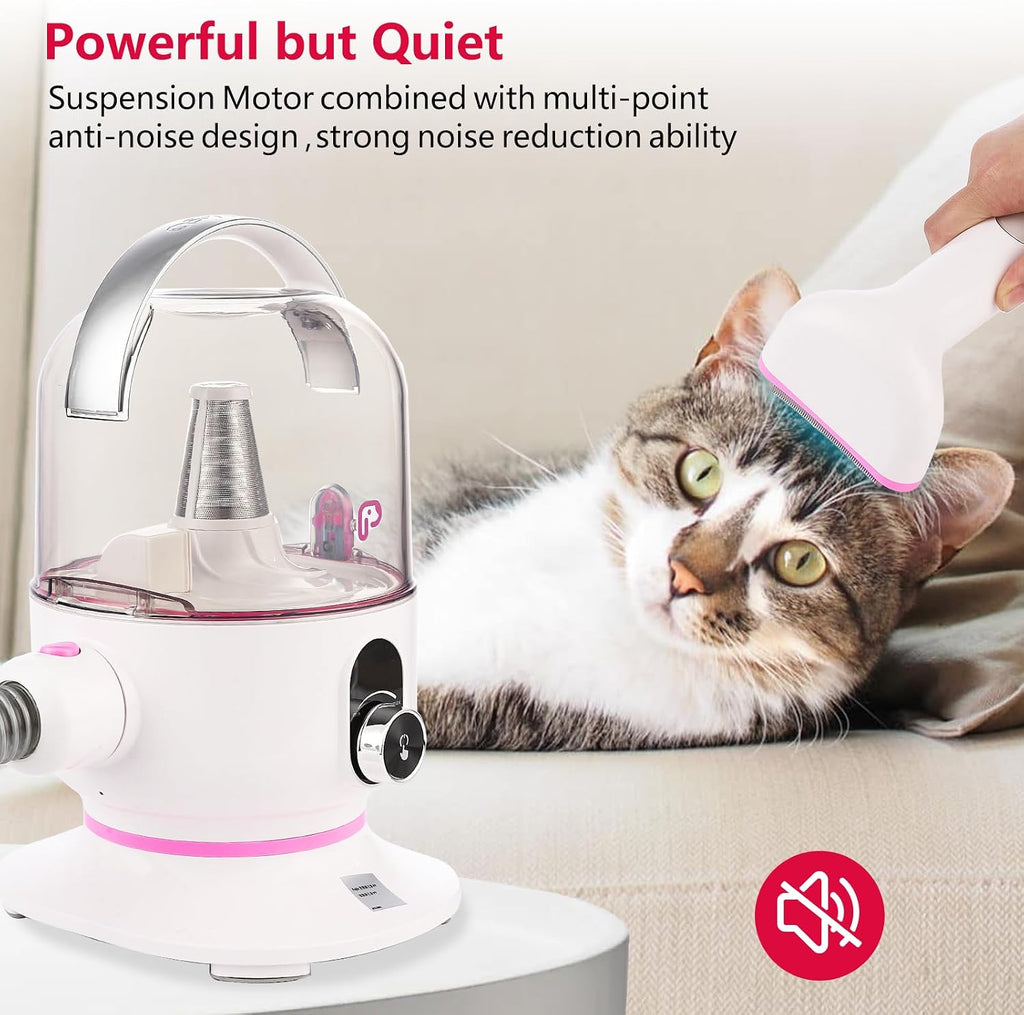 Garvee Pet Grooming Vacuum, 13.4Kpa Suction Power, 2L Large Capacity Hair Storage, 5 Professional Pet Grooming Tools for Dogs Cats, Orange/Pink