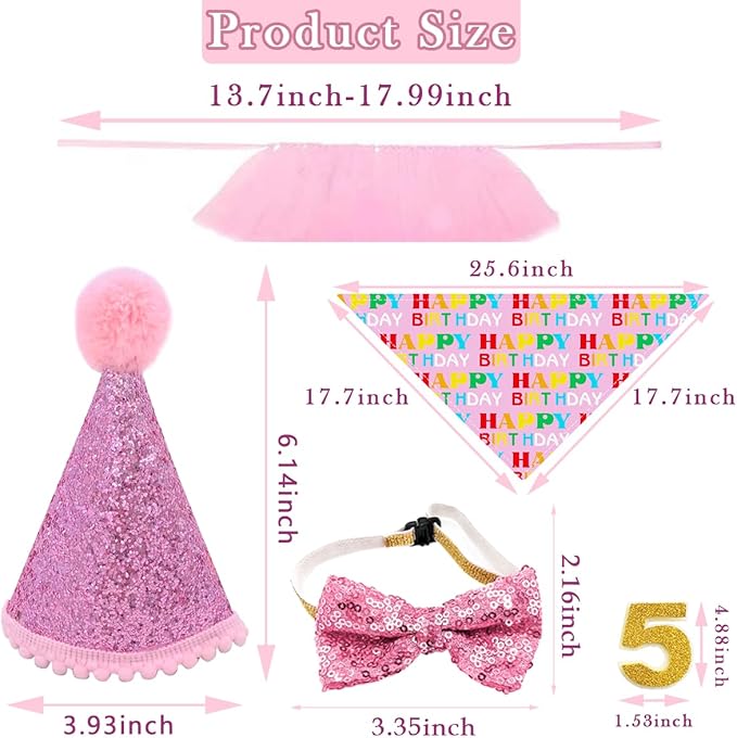 PET SHOW 4Pcs Pink Dog Birthday Hat - Image 2