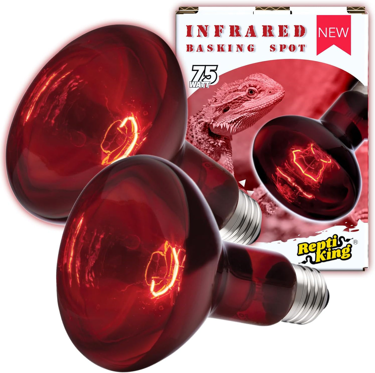 Reptile Heat Lamp, 2 Pack 75W Intense Basking Bulbs Light for Reptiles, UVA Daylight Basking Light for Bearded Dragon, Lizard, Gecko,Turtle, Reptile Heat Bulb