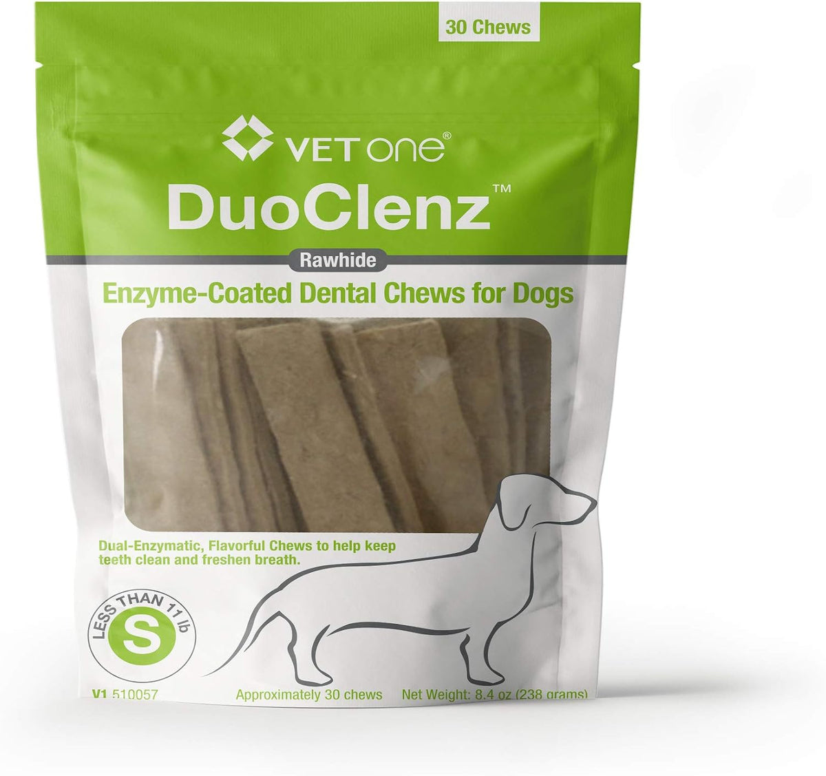 Vet One DuoClenz Rawhide Dental Chews | Medium Dogs | 30 Count Bag