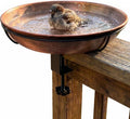 Deck Mounted Bird Bath with Adjustable Clamp, Removable Metal Bowl