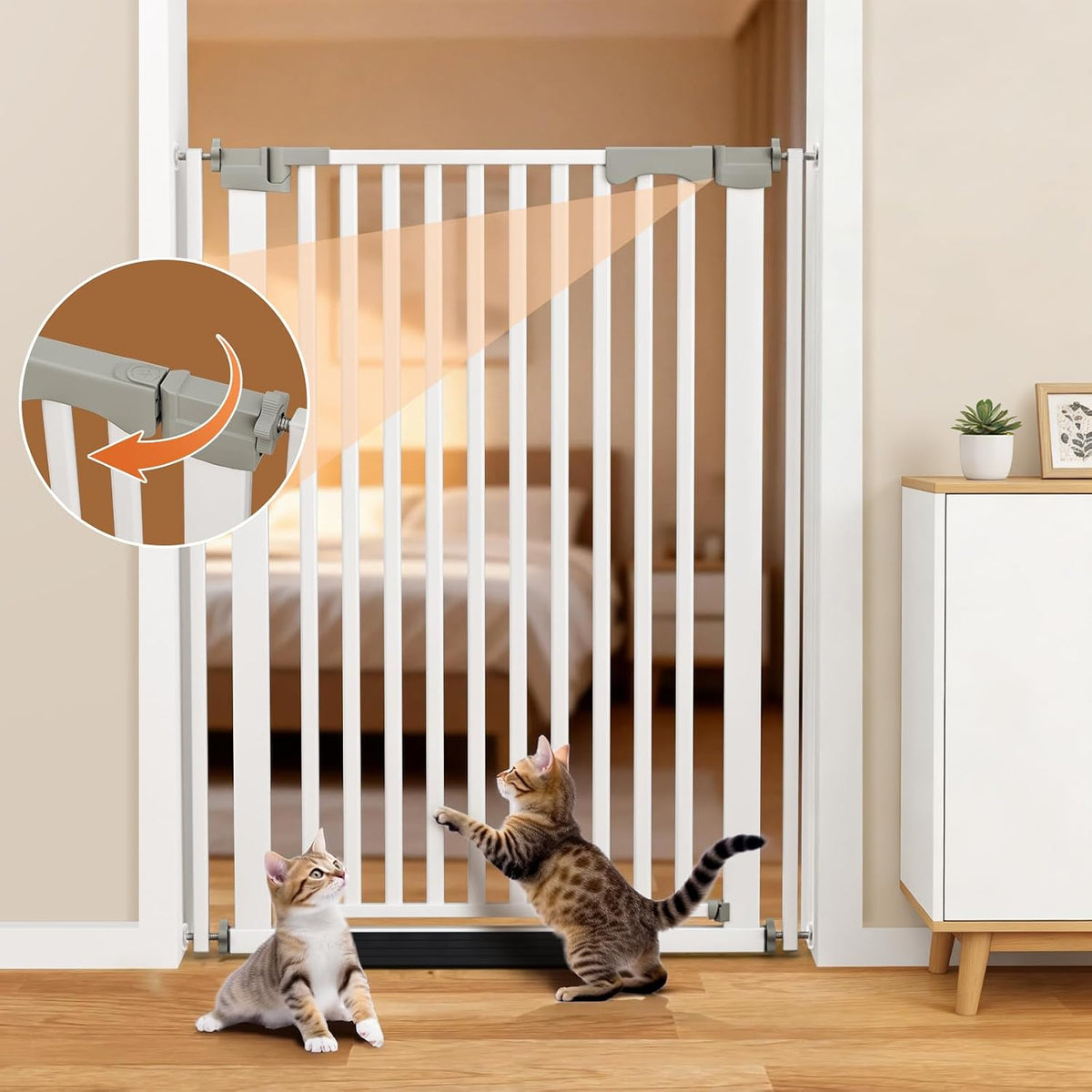 41" Extra Tall Cat Gate for Doorway, 30-32" Wide Auto Close Pet Gate