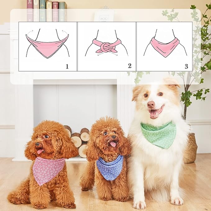 4PCS Spring Dog Bandanas Cat Birthday Cute Soft Cotton Puppy Scarfs Washable - Image 7
