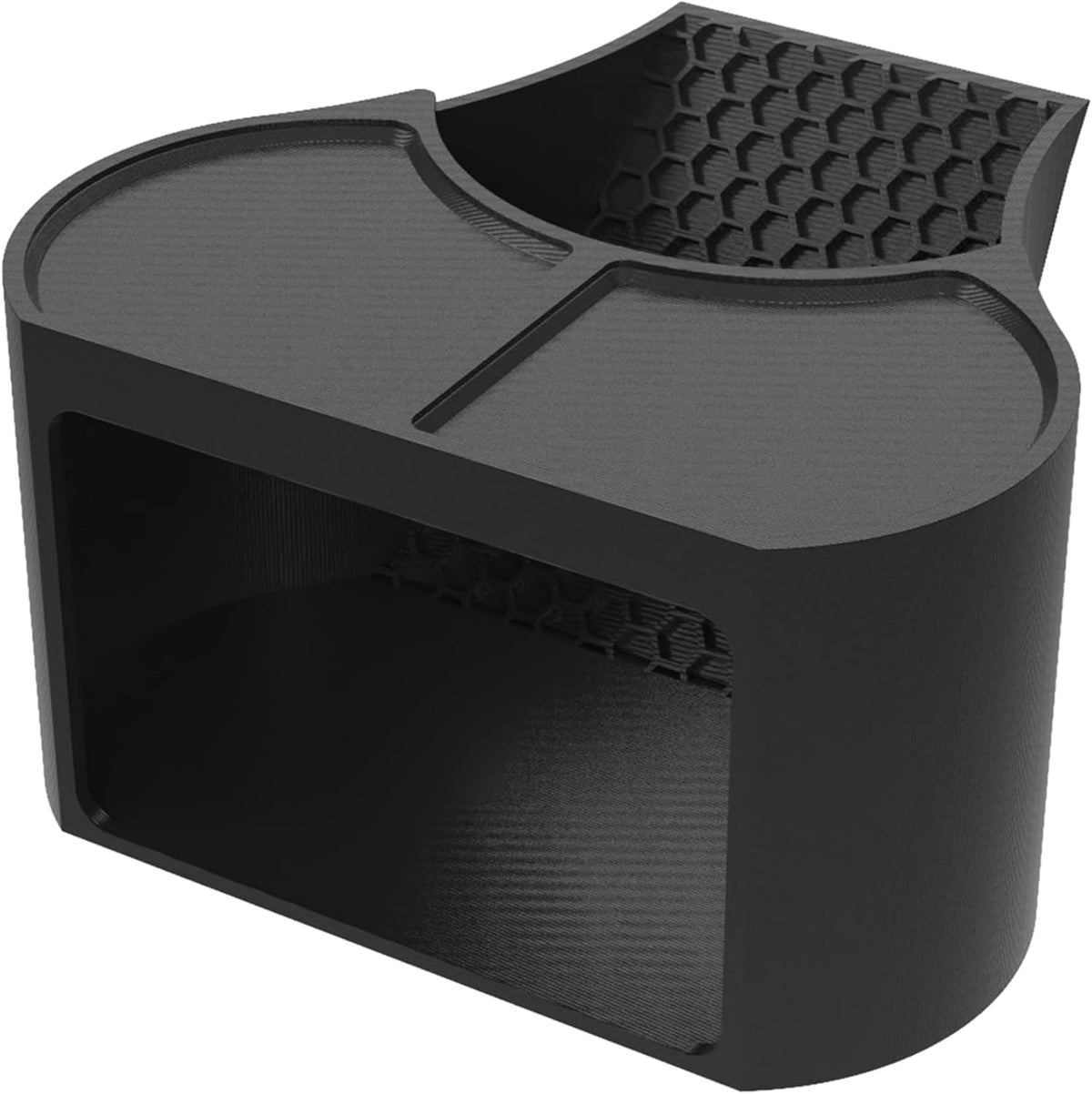 Hermit Crab Habitat Shelter with 2 Deep Dishes & Honeycomb Ramp - 2-in-1 Corner Hideout and Pool Station for Hermit Crabs, Isopods, and Reptiles - Made in USA (Black)