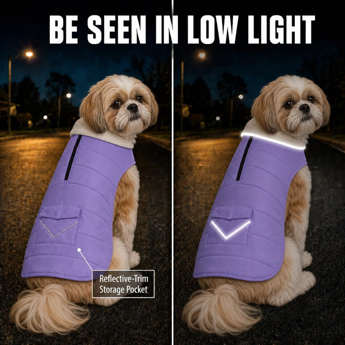 M Dog Winter Coat for Small Medium Dogs Easy On/Off Velcro Dog Snow Jacket