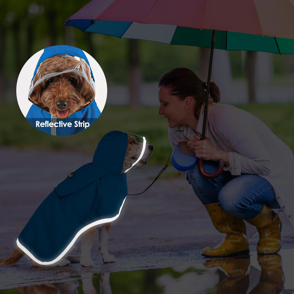 Lukovee Dog Raincoat, Waterproof Jacket with Clear Hood & Leash Hole, XL