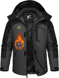 Yufawow Men Winter Jacket Skiing Jacket Insulated Fleece Lined Waterproof Windbreaker for Snowboard Hiking Camping ATV Outdoor Work