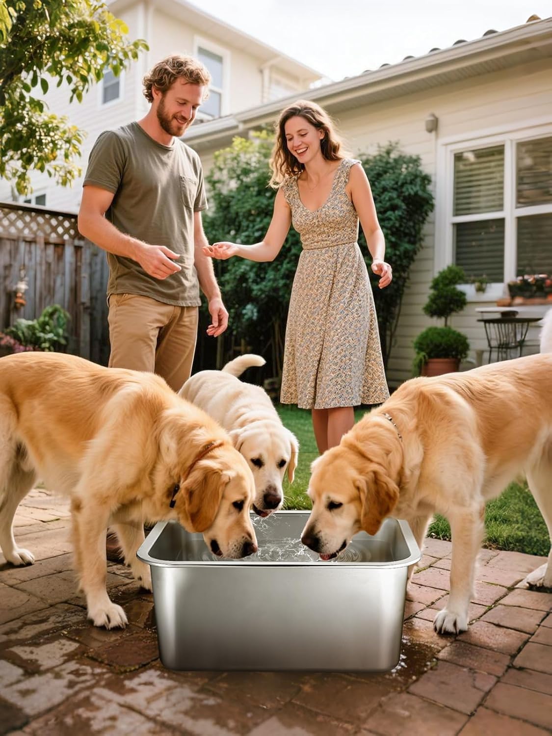 MEWTOGO 4 Gallons Extra Large Capacity Food Grade Stainless Steel Dog Bowls