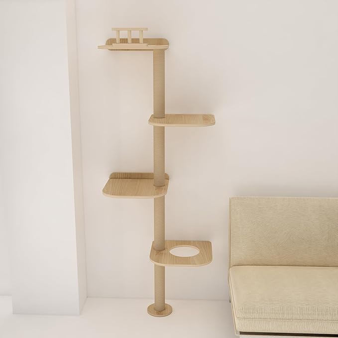 Wall-Mounted Tall Cat Tree Cat Scratching Post, Space Saving Floor to Ceiling - Image 6