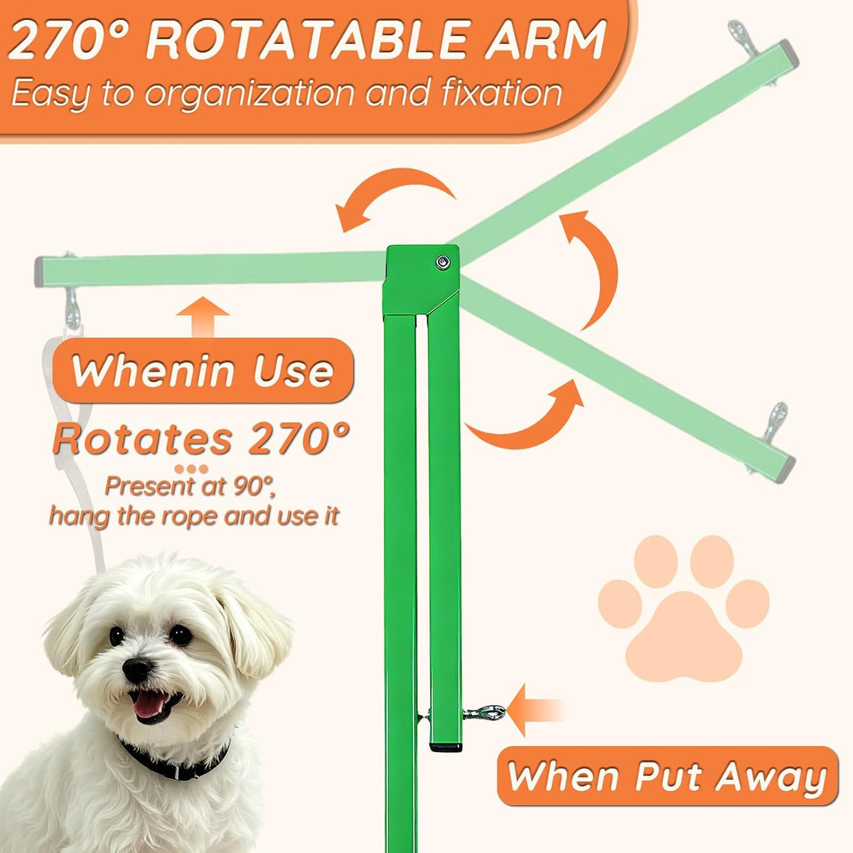 Iron Dog Grooming Arm with Clamp, Adjustable 25-47", Small/Medium