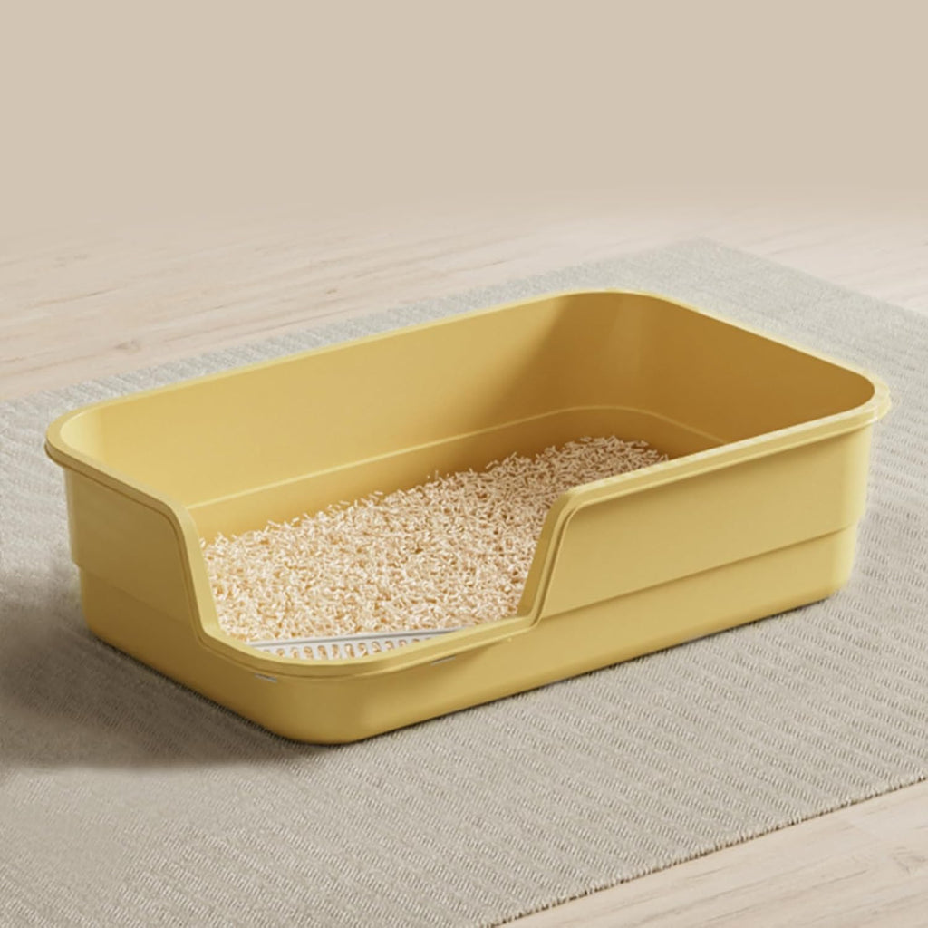 Extra Large Cat Litter Box with High Sides,Cats Boxes for Indoor Cats,Cat Litter Pan for Kitty,Litter Box with Low Entry,Easy to Clean,Anti-Splashing,23.6" x15.7" x5.9" (Grey)