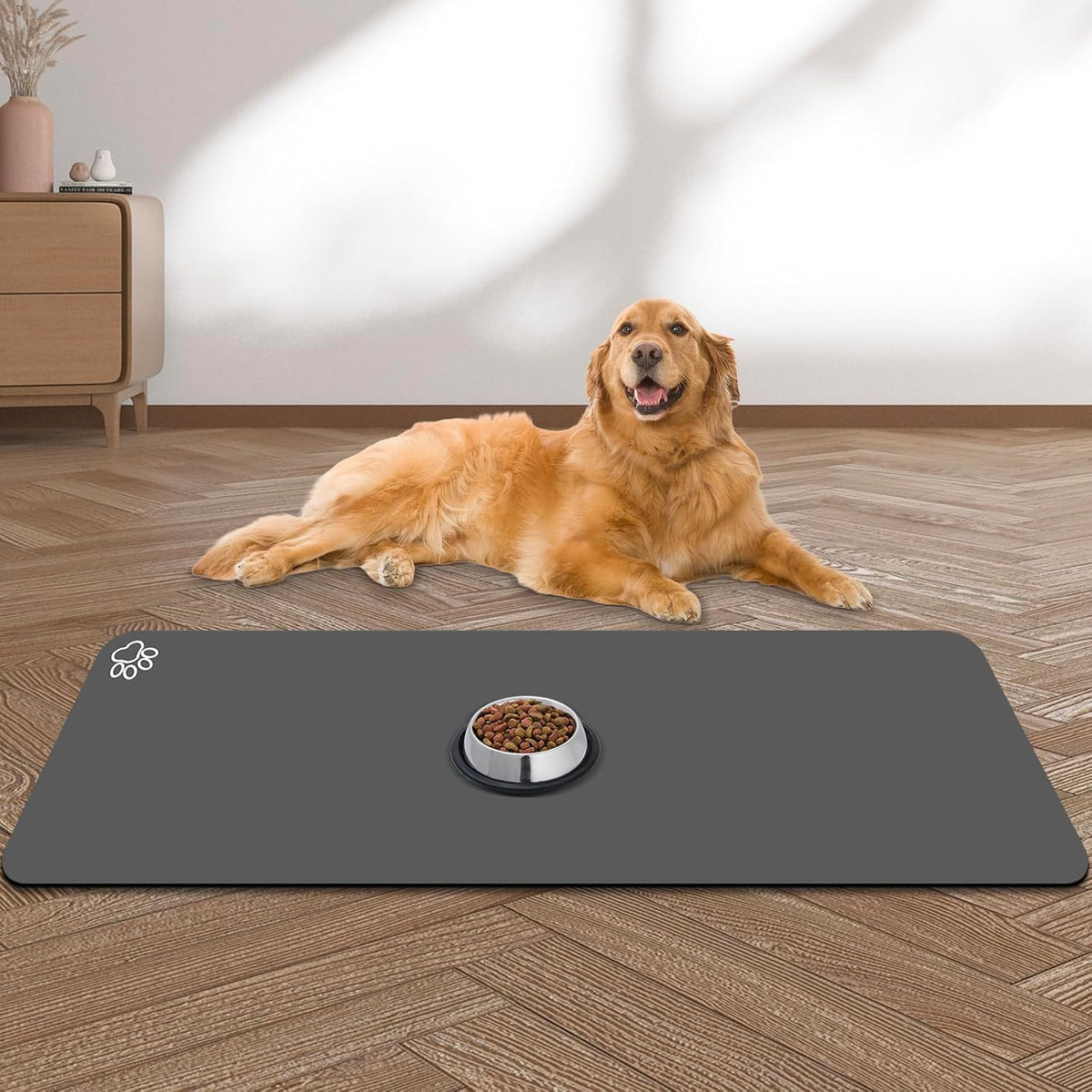 Large Pet Feeding Mat, Absorbent Quick Dry Dog Mat for Food and Water Bowl, Non Skid Cat Bowl Mat, No Stains for Pet Water Dispenser Pet Supplies for Messy Drinkers