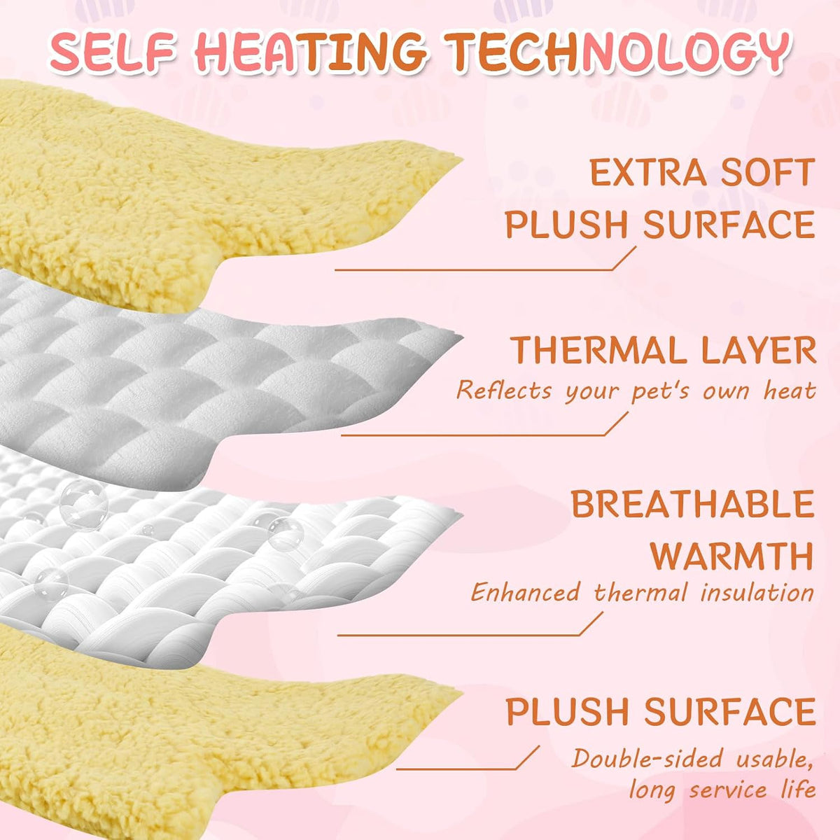 3Pack Self Warming Pet Bed Leaf Pad, Mixed Colors, Small-16 x20