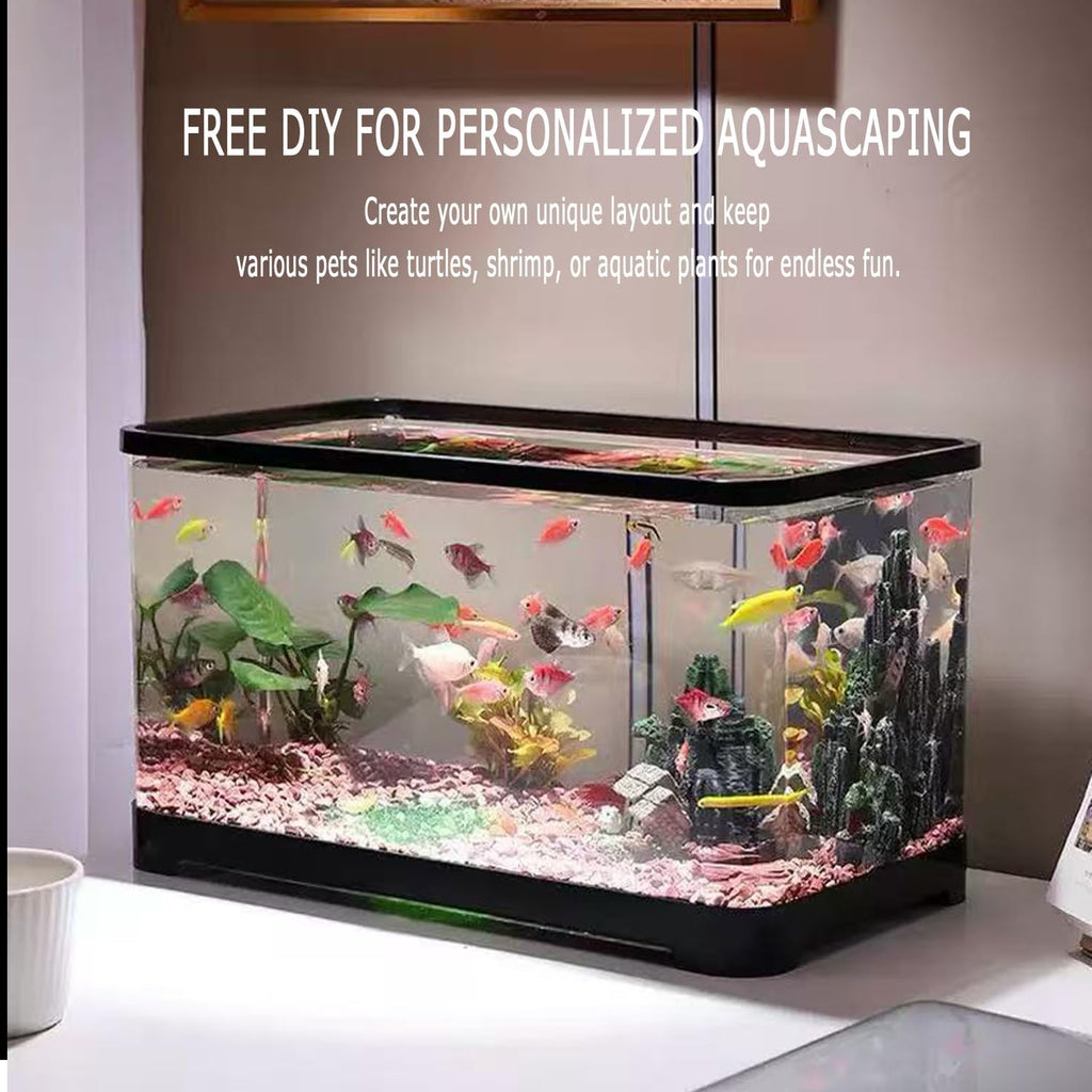 Upgraded 3 GAL Turtle Tank Kit(Tank+3.5W Filter+Light+Basking Platform),Fish Tank Starter Kit, Aquarium for Crabs,Fishes,Amphibians,Reptiles
