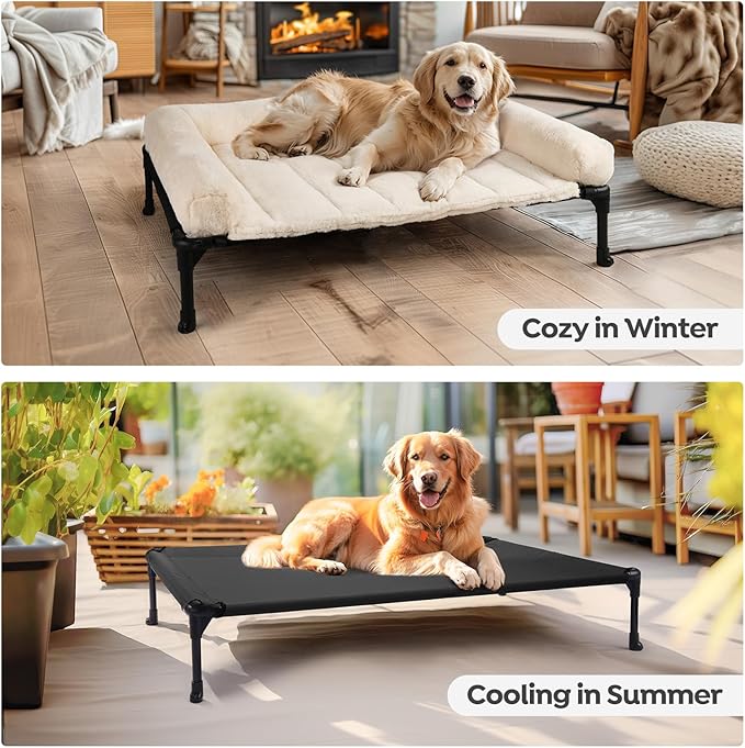Veehoo Orthopedic Elevated Dog Bed + Removable Fluffy Pillow-Top Mat, Plush Dog - Image 5