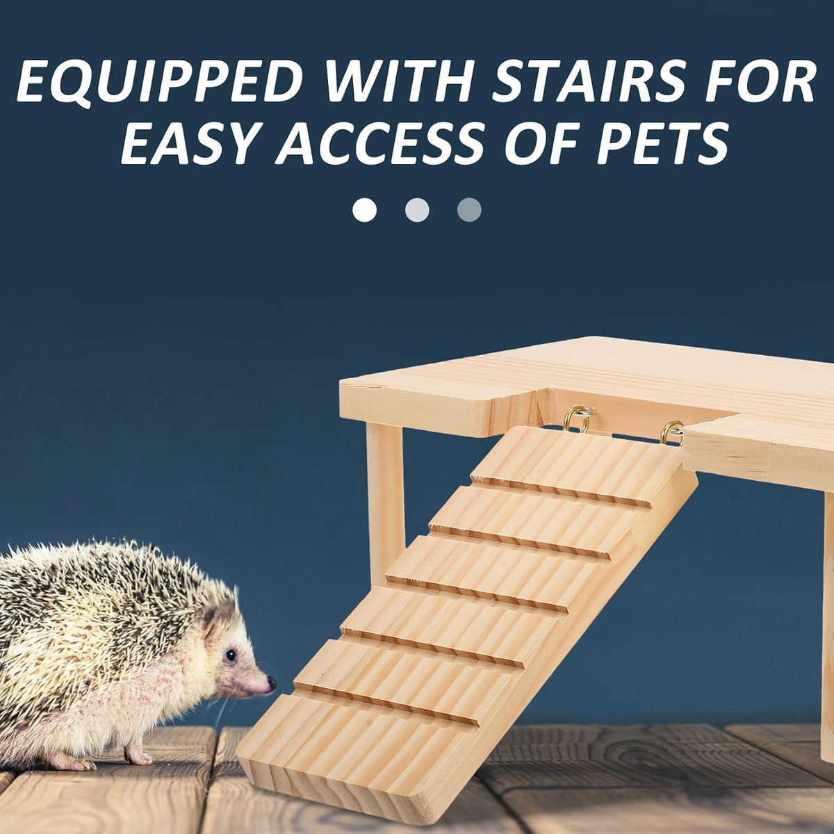 Hamster Platform with Ladder Wooden Hamster Cage Accessories Small Animal Ramp Toy for Hamsters Guinea Pigs Chinchillas Hedgehogs 9.44 X 6.29 X 4.48 in