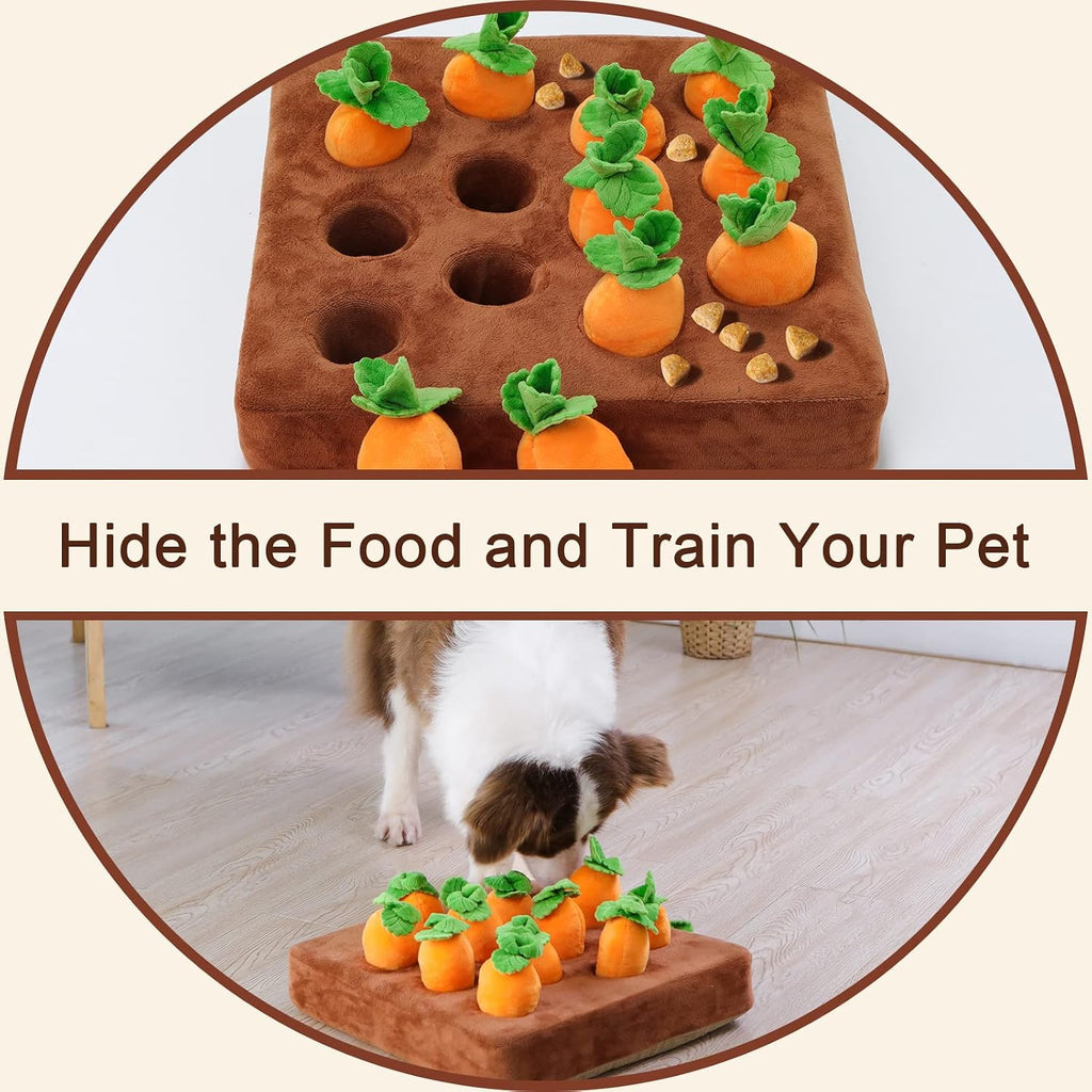 Snuffle Mat & Carrot Puzzle Toy for Dogs, Enrichment Toys with 12 Carrots