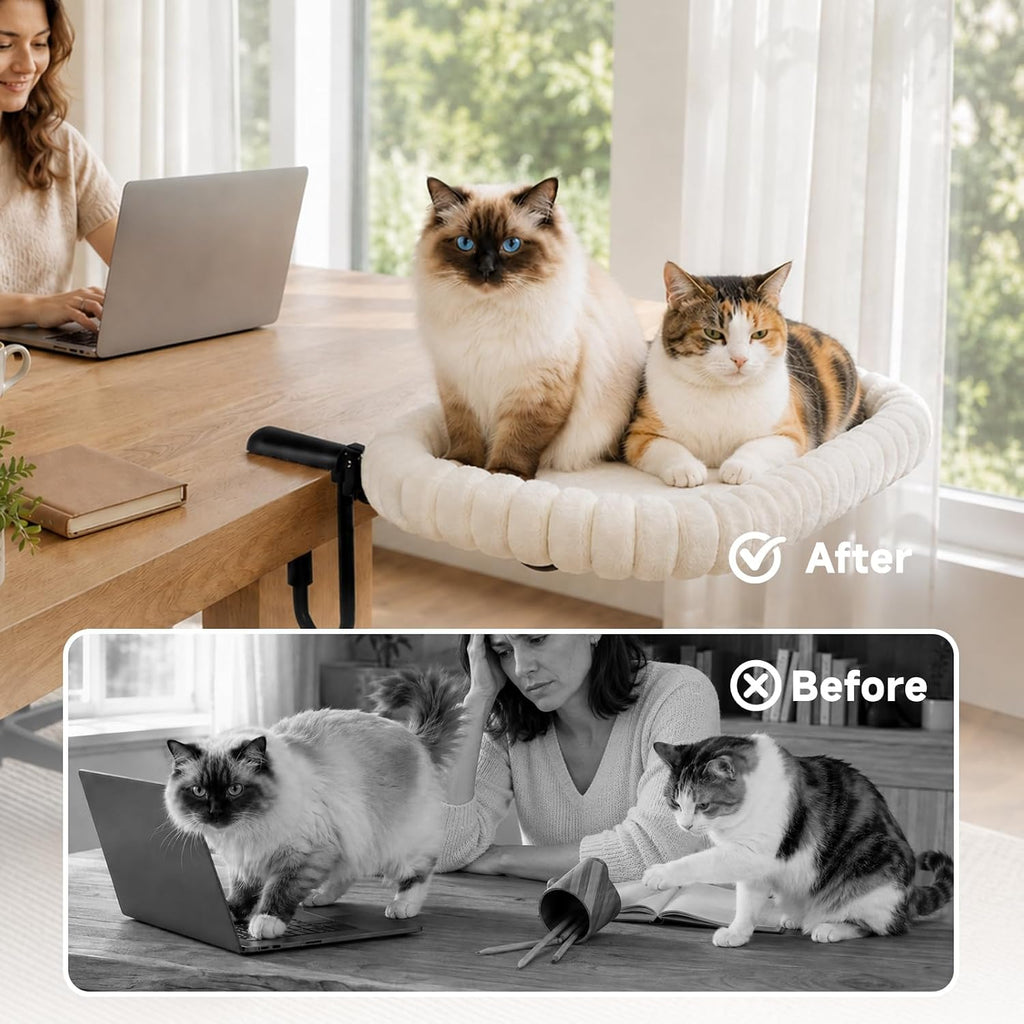 Cat Desk Bed for Large Cats, 40 lbs Heavy Duty, Foldable Hammock