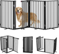 Freestanding Dog Gate with Door, Full Metal Pet Gate