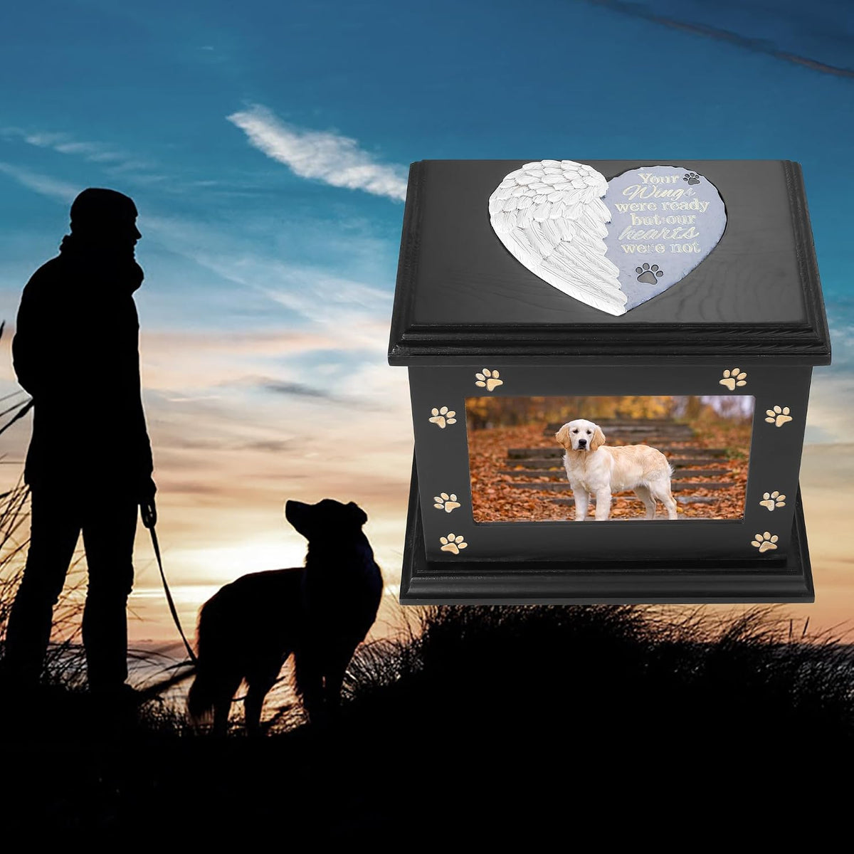 ADMLC Pet Memorial Urns for Dogs or Cats Ashes with Photo Frame