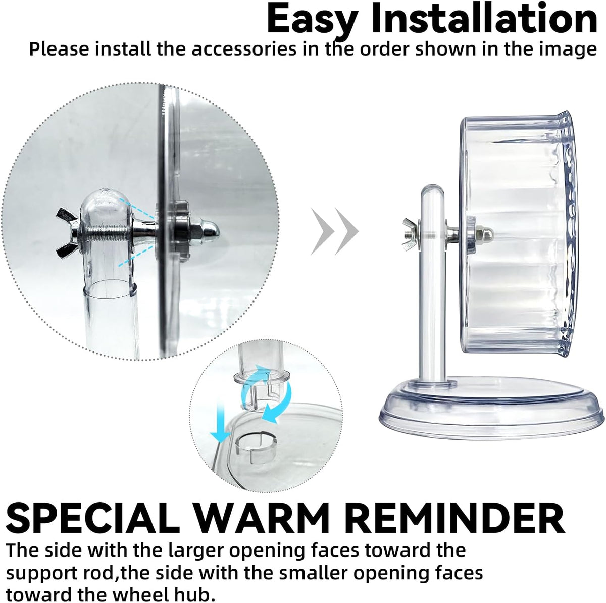 Silent Hamster Exercise Wheel,9.5 Inch Quiet Spinner Syrian Hamster Running Wheel,Silent Wheels with Anti-Skid & Adjustable Stand for Rats, or Other Small Pets,Transparent